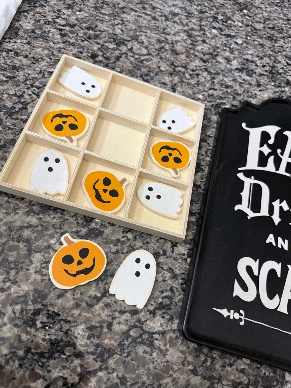 Threshold Halloween Stoneware Platter & Halloween tic tac toe set